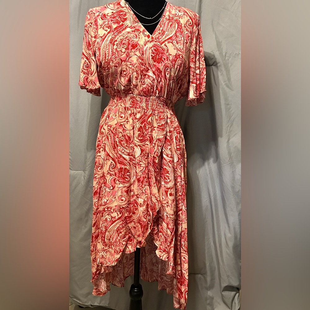 Elegant Red Paisley Dress